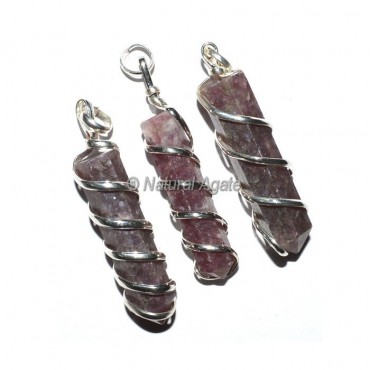 Lepidolite Pencil Wrap Pendants