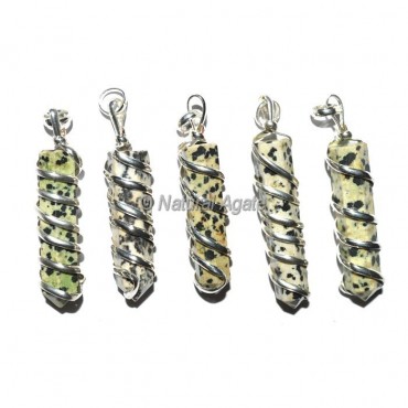 Dalmation Jasper Pencil Wrap Pendants