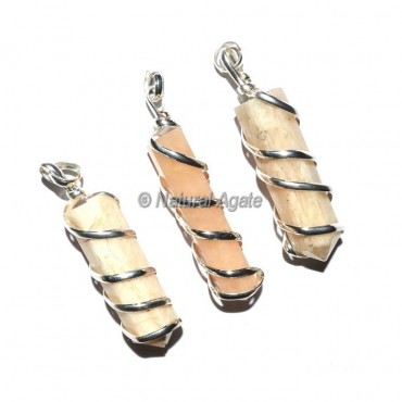 Cream Moonstone Pencil Wrap Pendants