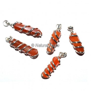 Red Carnelian Pencil Wrap Pendants