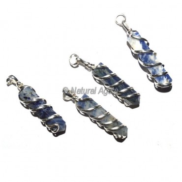 Sodalite Pencil Wrap Pendants