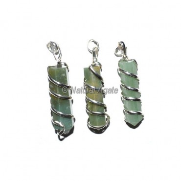 Green Aventurine Pencil Wrap Pendants