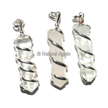 Crystal Quartz Pencil Wrap Pendants