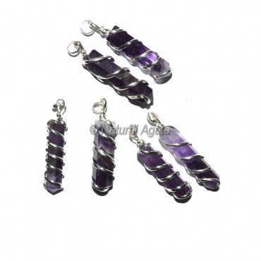 Amethyst Pencil Wrap Pendants