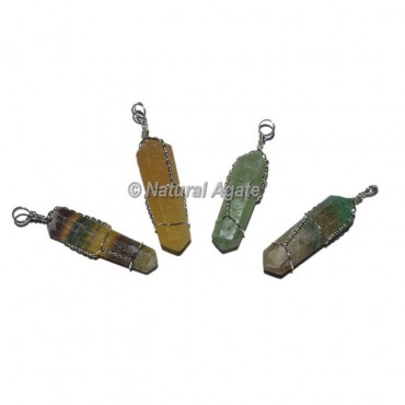 Multi Fluorite Double Terminated Wire Wrap Pendants