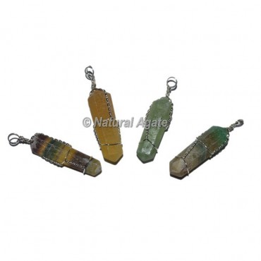 Multi Fluorite Double Terminated Wire Wrap Pendants