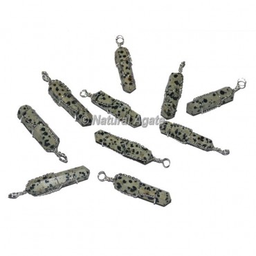 Dalmation Jasper Double Terminated Wire Wrap Pendants