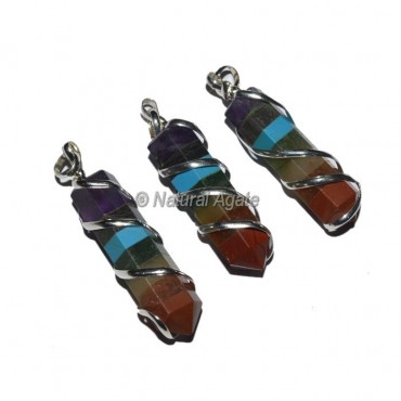 Bonded Seven Chakra Pencil Wrap Pendants