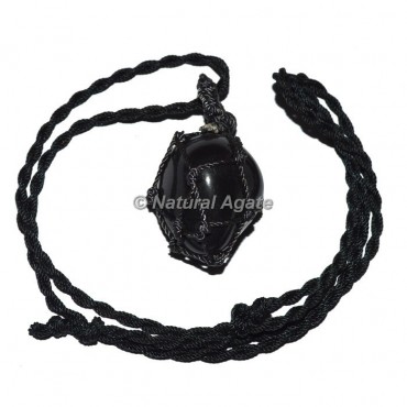 Black agate Tumble Stone Wire Wrap Pendants