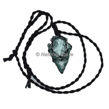 Aqua Glass Arrowhead Wire Wrap Pendants