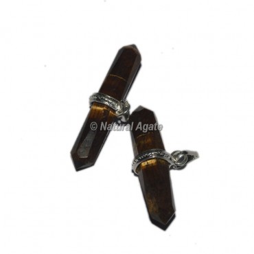 Tiger Eye Terminated Wrap Pencil Pendants