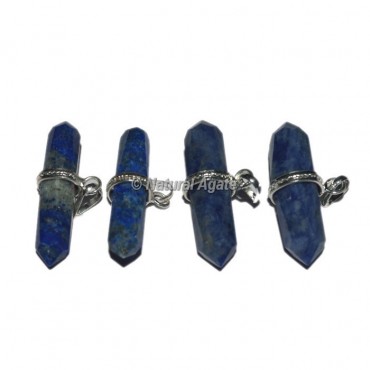 Lapis Lazuli Terminated Wire Wrap Pencil Pendants