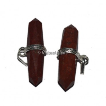 Red Jasper Terminated Wire Wrap Pencil Pendants