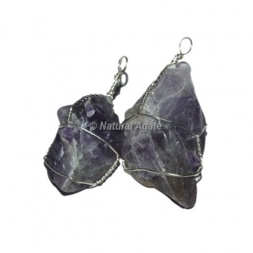 Amethyst Tumble Stone Wrap Pendants