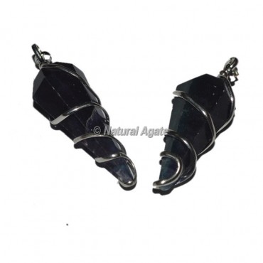 Black Tourmaline  Double Terminated Wire Wrap Pendants