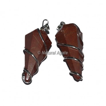 Red Jasper  Double Terminated Wire Wrap Pendants