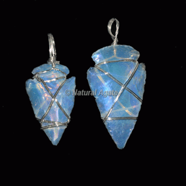 Opal Arrowheads Natural Wire Wrap Pendants