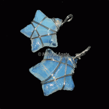 Opal Star Natural Wire Wrap Pendants