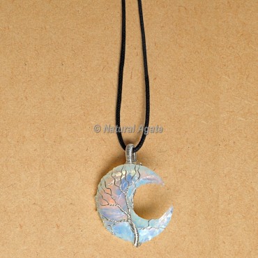 Wire Wrap Opalite Moon Pendants