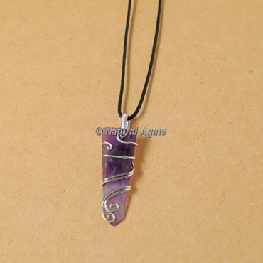 Amethyst Wire Wrap Flat Pencil Pendants