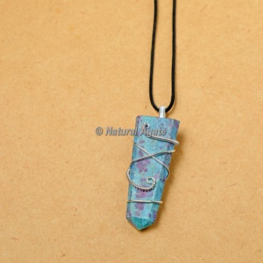 Ruby Zoisite Wire Wrap Flat Pencil Pendants