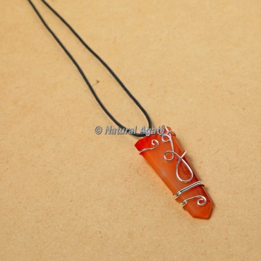 Carnelian Wire Wrap Flat Pencil Pendants