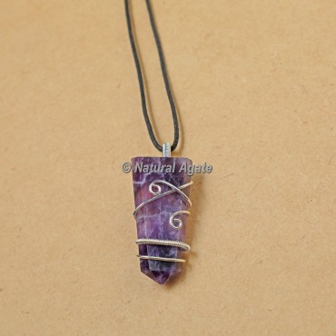 Amethyst Wire Wrap Flat Pencil Pendants