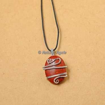 Red Jasper Wire Wrap Oval Pendants