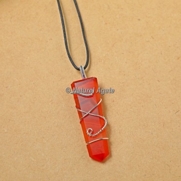 Carnelian Wire Wrap Beautiful Flat Pencil Pendants