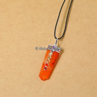 Carnelian with 7 Chakra Stones Flat Pencil Pendants