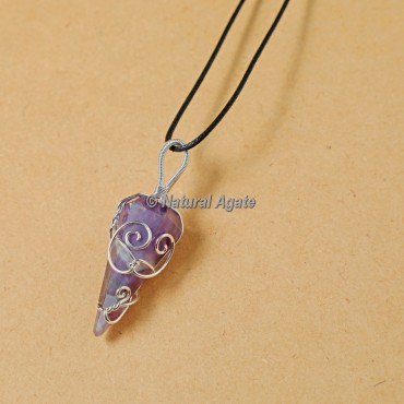 Amethyst 6 Faceted Wire Wrap Pendants
