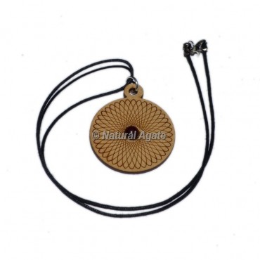Engraved Wooden Pendants With Red Jasper Stone