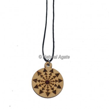 Engraved Triangle Symbol Wooden Pendants