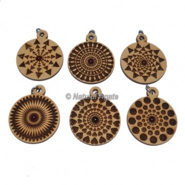 Mix Assorted Engraved Wooden Pendants