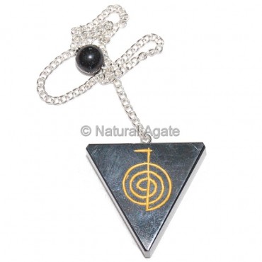 Black Agate Triangle Choko Reiki Pendulums