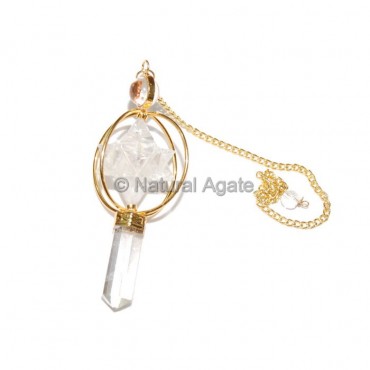 Crystal Quartz Merkaba Pendulums  with Gold Plated