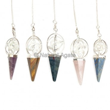 Mix Gemstone faceted Pedulums with Merkaba Star