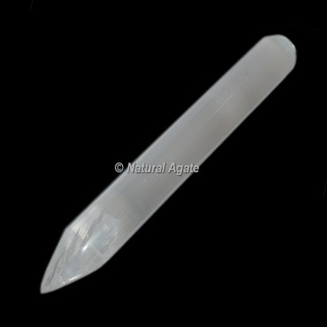 One Side Pointed Smooth Selenite Wand 