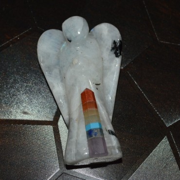 Rainbow Moonstone Angel with Chakra Point